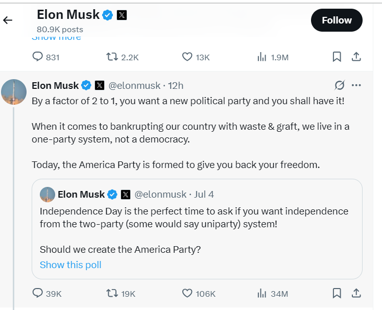Elon Musk American Party